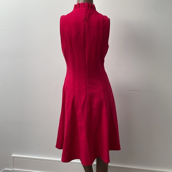 Black Halo Antoinette Fit & Flare Dress Snap Dragon Pink V Neck A-Line 8 - Picture 11 of 16